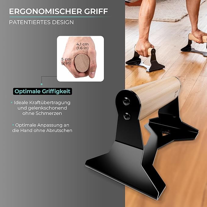 PULLUP & DIP Klikové rukojeti s ergonomickou dřevěnou rukojetí a vysoce zatížitelnou ocelí – protiskluzové tyče na ruce Push-Up pro silový trénink a kalistheniku