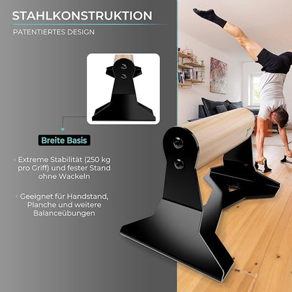 PULLUP & DIP Klikové rukojeti s ergonomickou dřevěnou rukojetí a vysoce zatížitelnou ocelí – protiskluzové tyče na ruce Push-Up pro silový trénink a kalistheniku